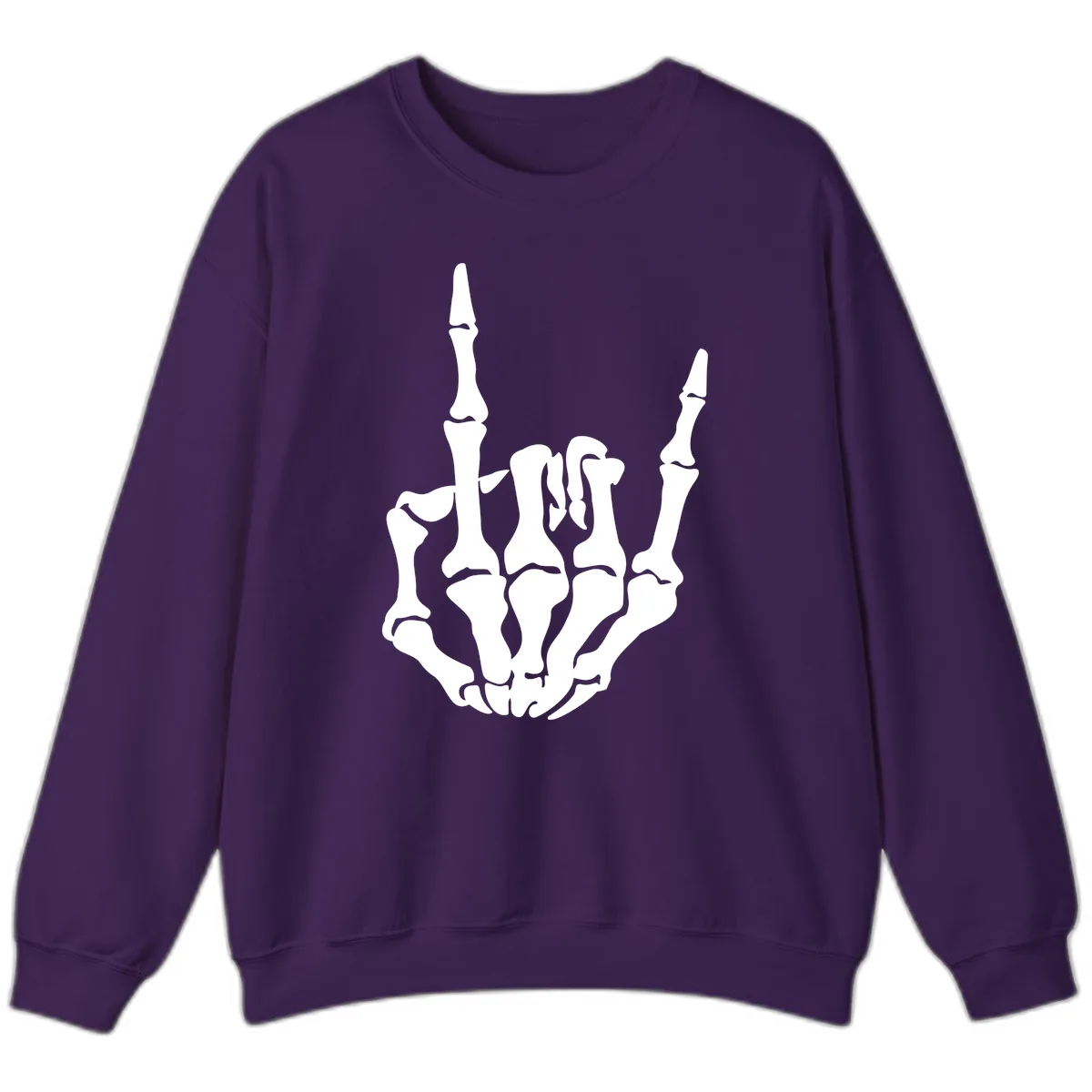 Skeleton Hand Rock On Gesture Sweatshirt in Purple