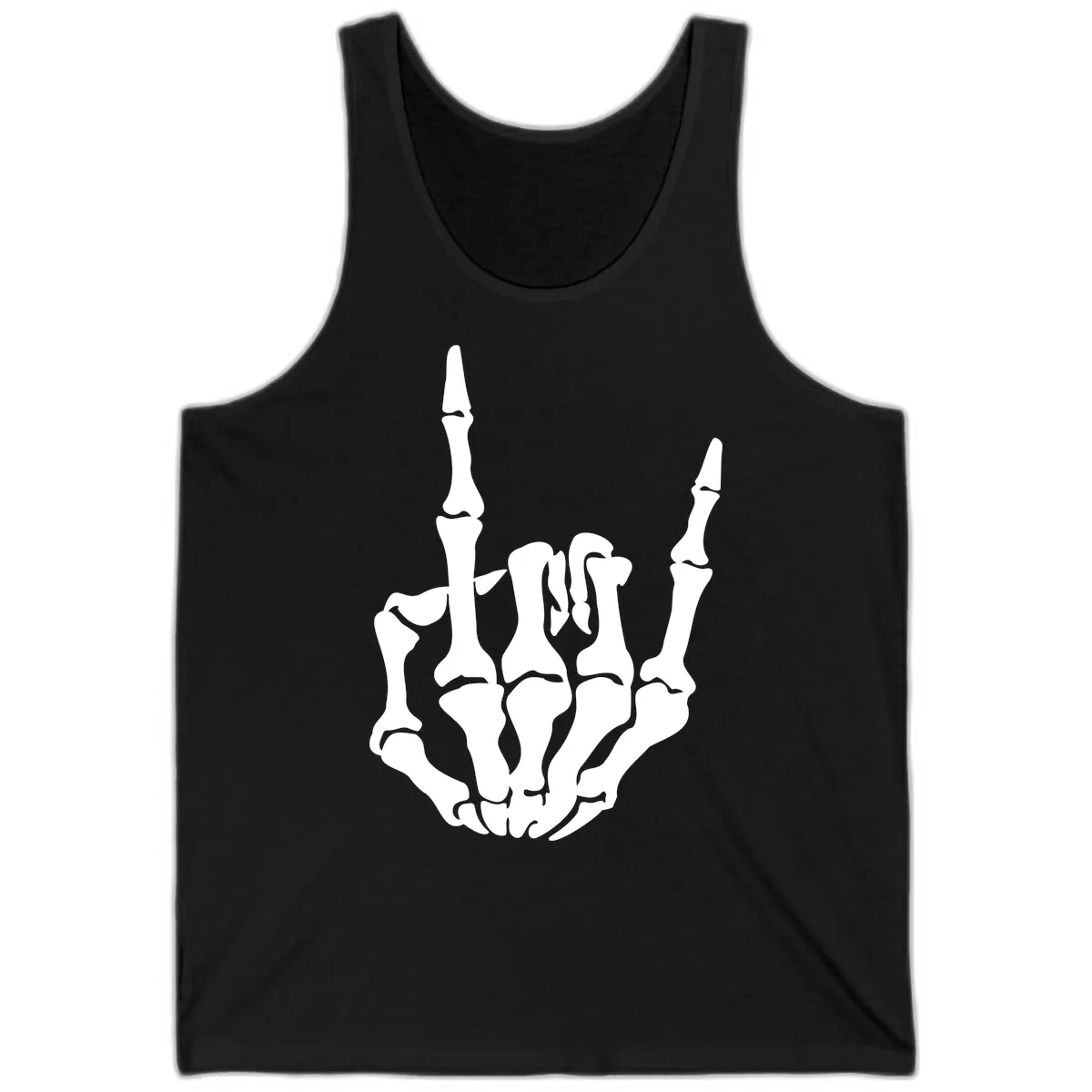 Skeleton Hand Rock On Gesture Tank in Black