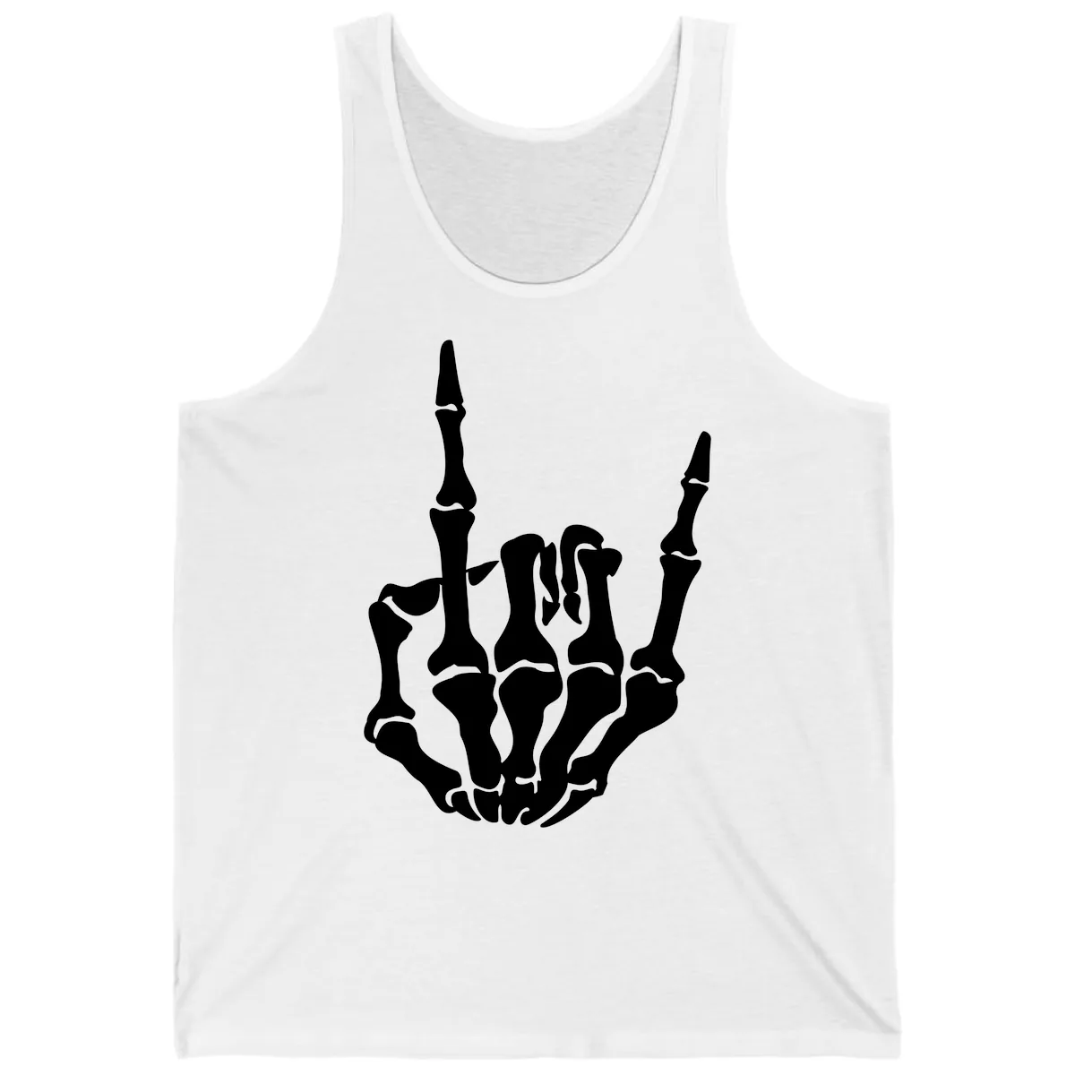 Skeleton Hand Rock On Gesture Tank in White