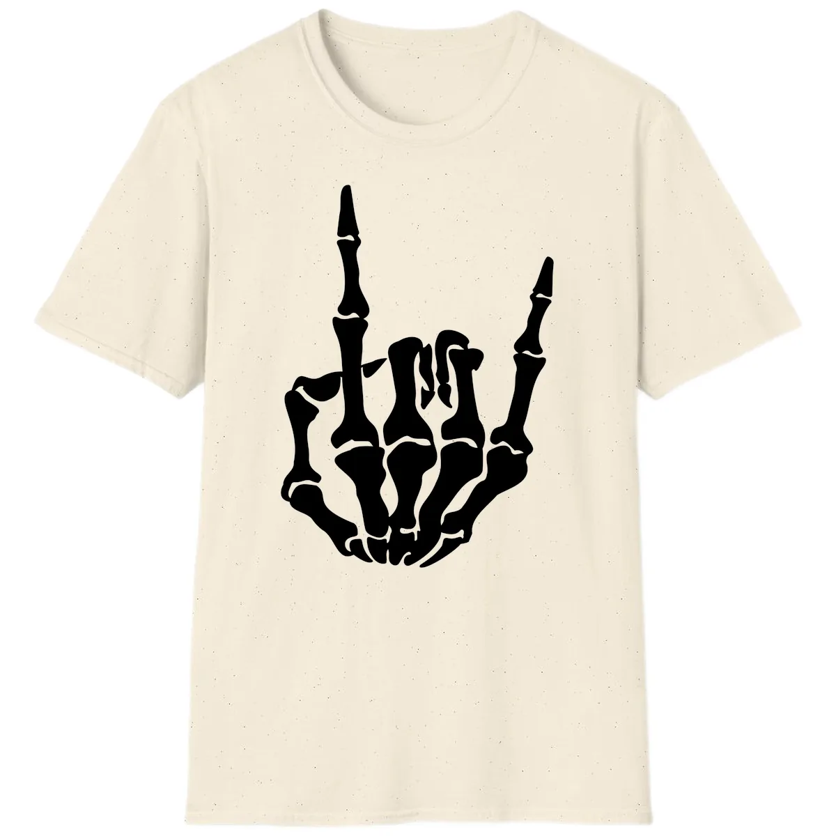 Skeleton Hand Rock On Gesture T-Shirt in Natural