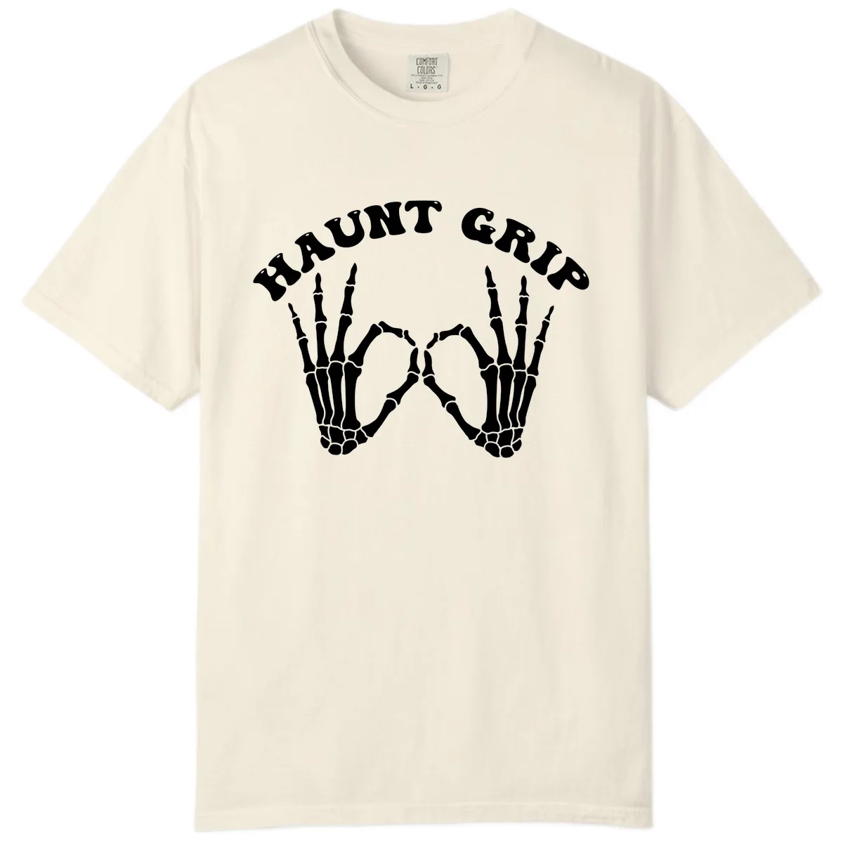 Haunt Grip Skeleton Hands Heart Gesture Comfort Color in Ivory