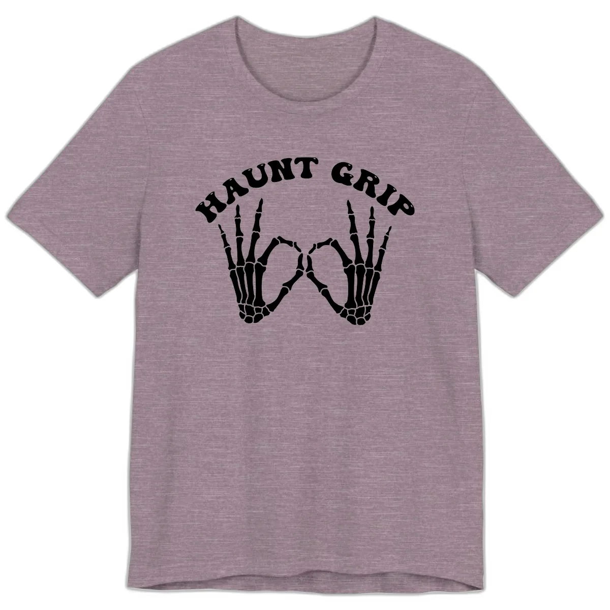 Haunt Grip Skeleton Hands Heart Gesture Premium T-Shirt in Heather Purple
