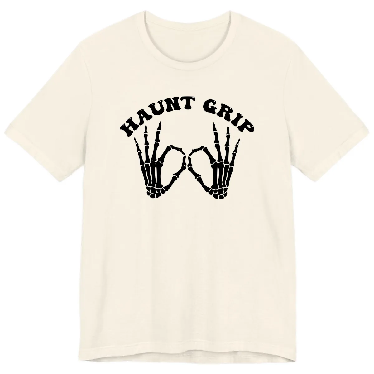 Haunt Grip Skeleton Hands Heart Gesture Premium T-Shirt in Natural