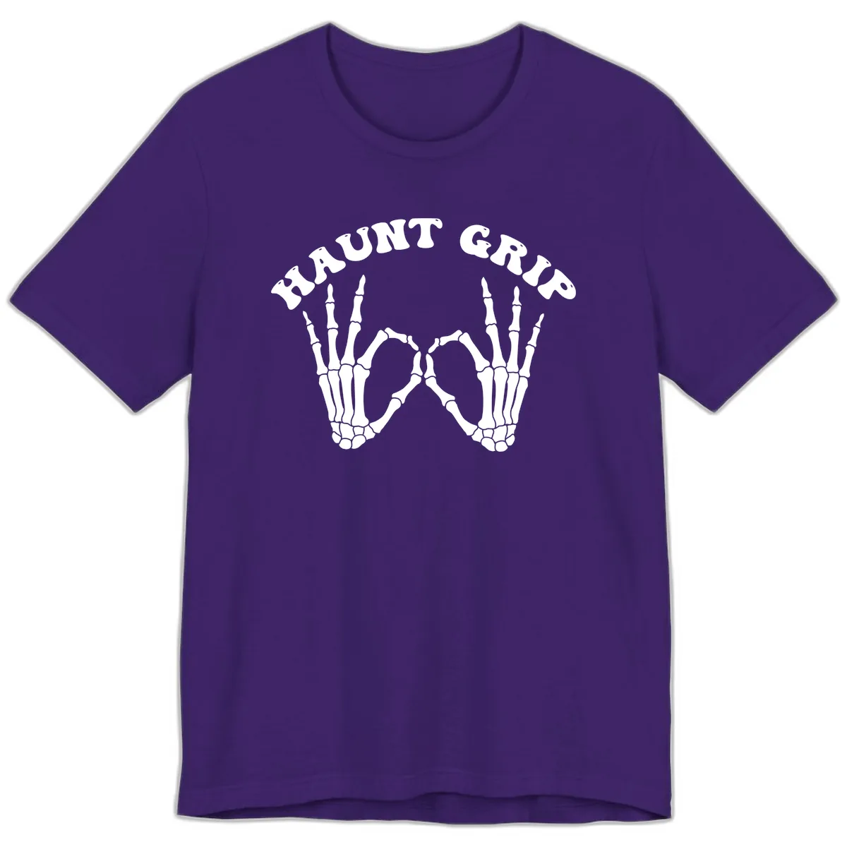Haunt Grip Skeleton Hands Heart Gesture Premium T-Shirt in Team Purple