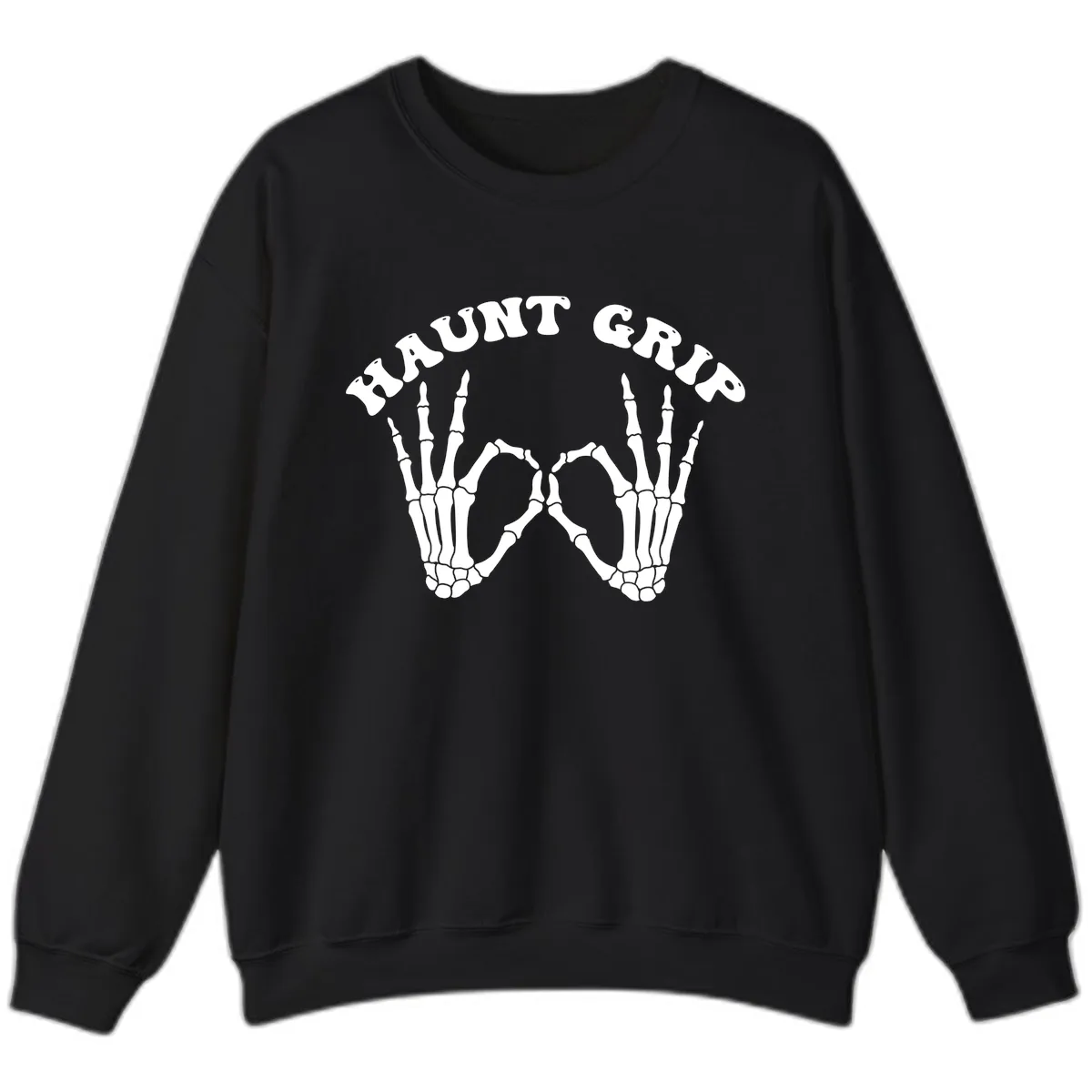 Haunt Grip Skeleton Hands Heart Gesture Sweatshirt in Black