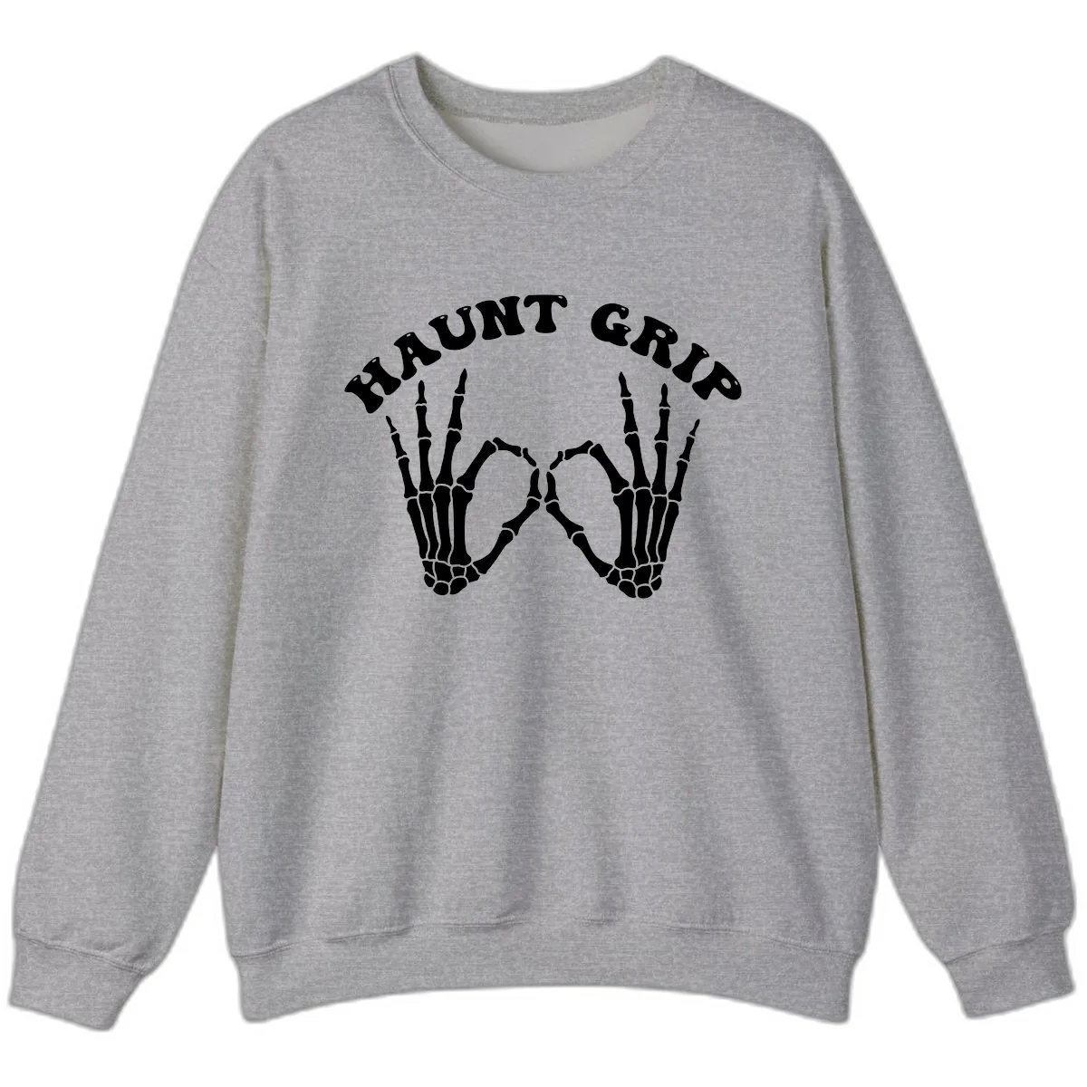 Haunt Grip Skeleton Hands Heart Gesture Sweatshirt in Sport Grey