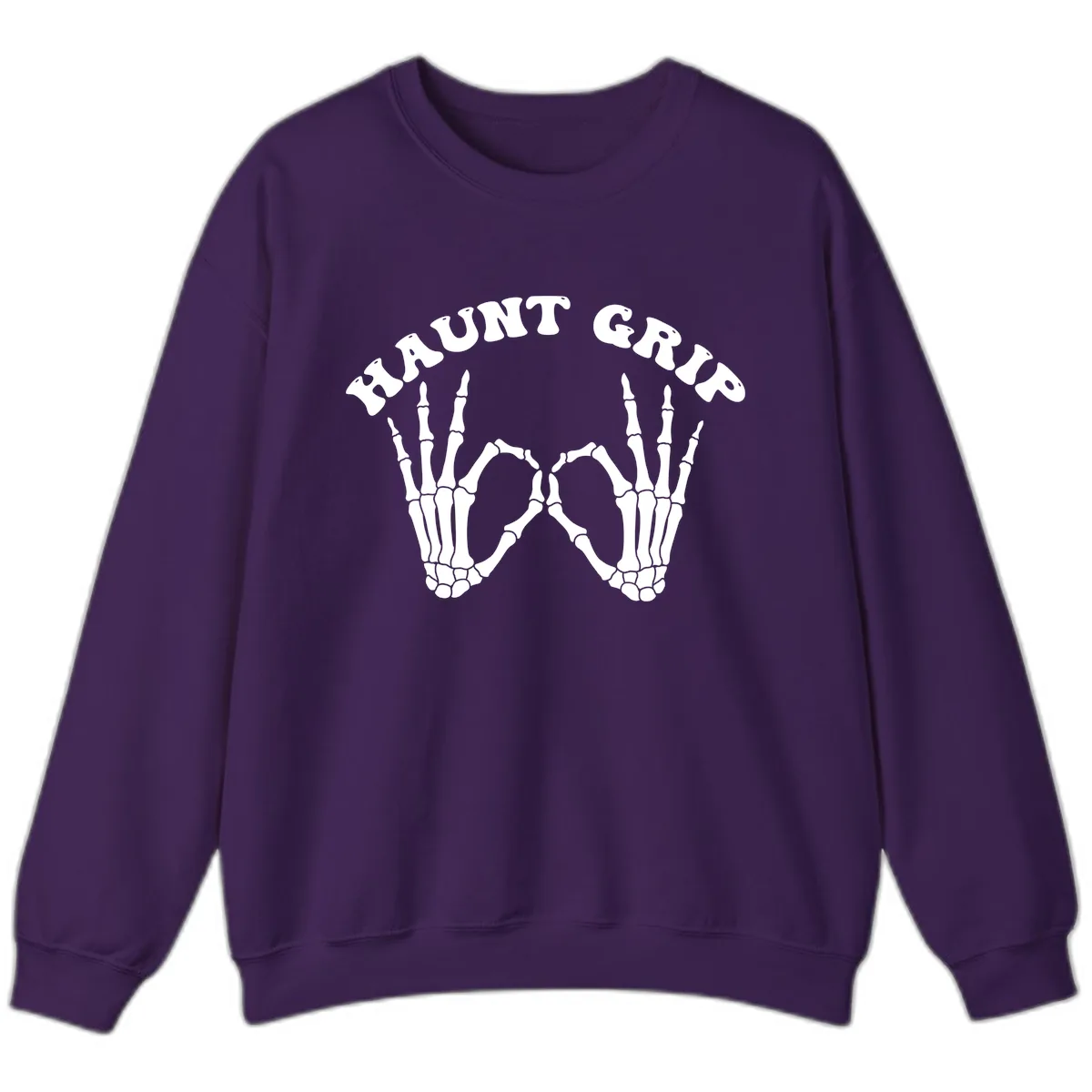 Haunt Grip Skeleton Hands Heart Gesture Sweatshirt in Purple