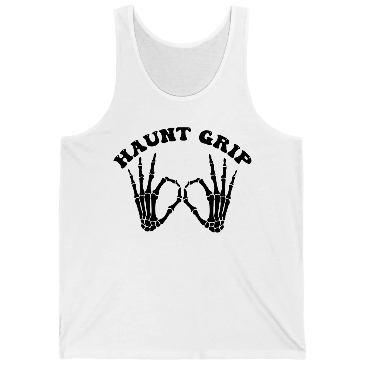 Haunt Grip Skeleton Hands Heart Gesture Tank in White