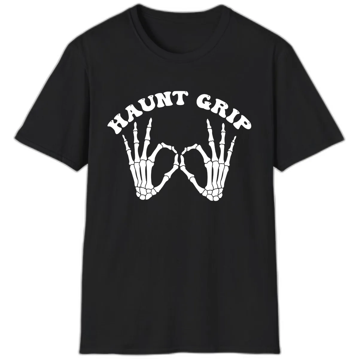 Haunt Grip Skeleton Hands Heart Gesture T-Shirt in Black