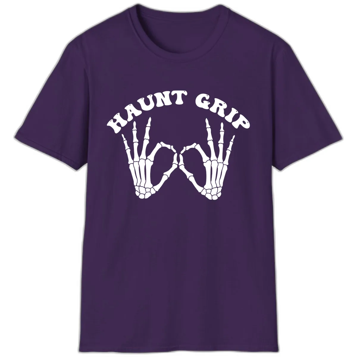 Haunt Grip Skeleton Hands Heart Gesture T-Shirt in Purple