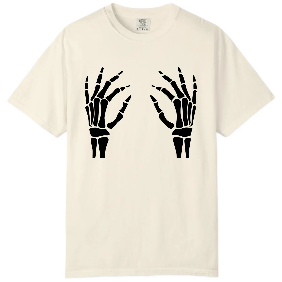 Pair Of Skeletal Hands Reaching Out Comfort Color in Ivory