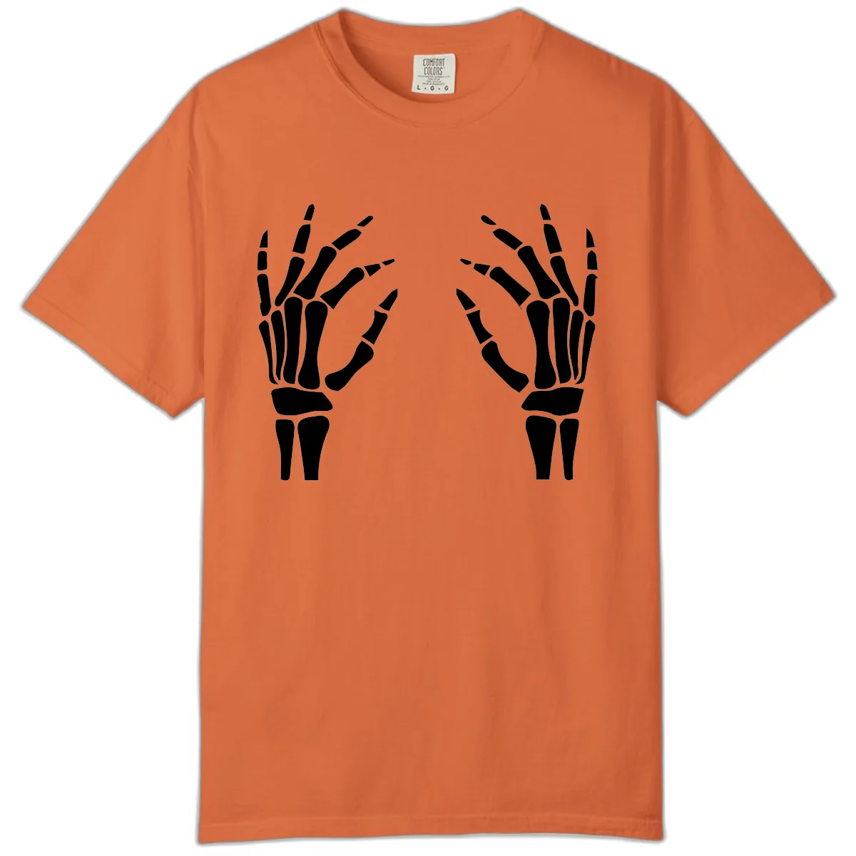 Pair Of Skeletal Hands Reaching Out Comfort Color in Burnt Orange