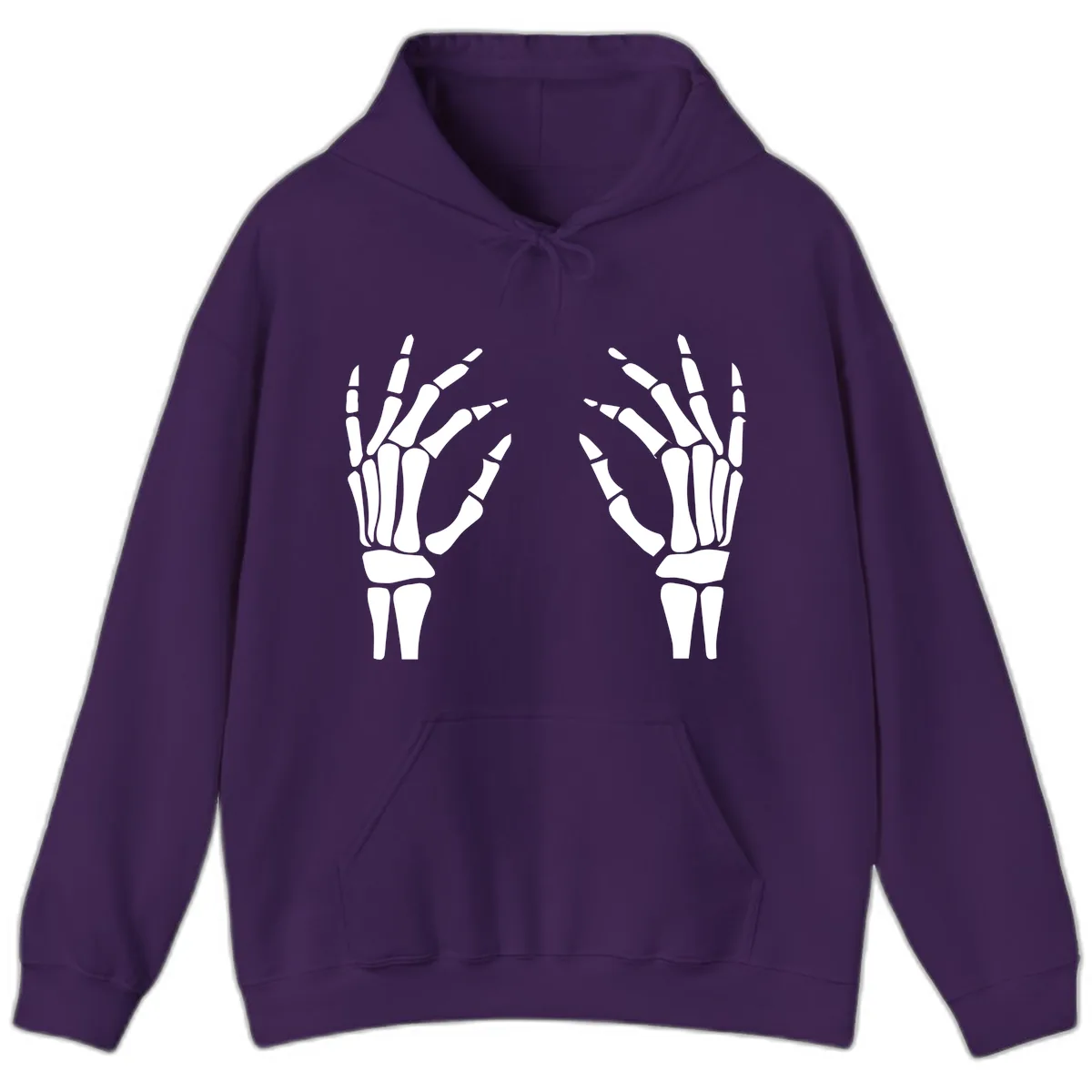 Pair Of Skeletal Hands Reaching Out Hoodie in Purple