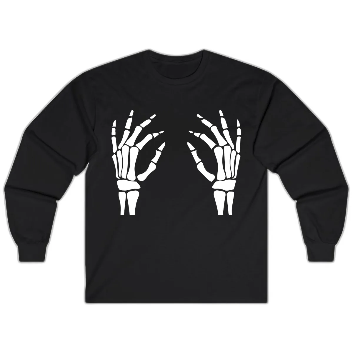 Pair Of Skeletal Hands Reaching Out Long Sleeve in Black