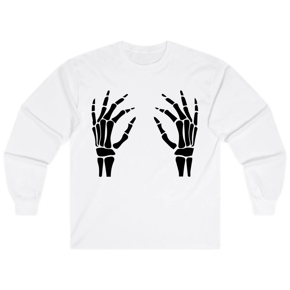Pair Of Skeletal Hands Reaching Out Long Sleeve in White