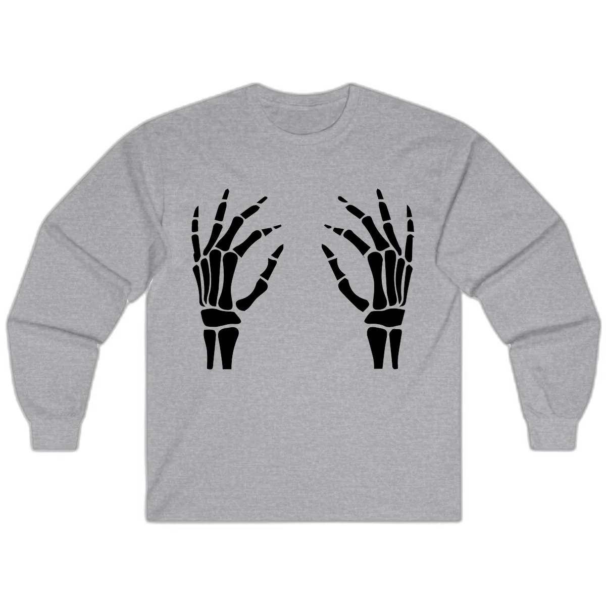 Pair Of Skeletal Hands Reaching Out Long Sleeve in Sport Grey