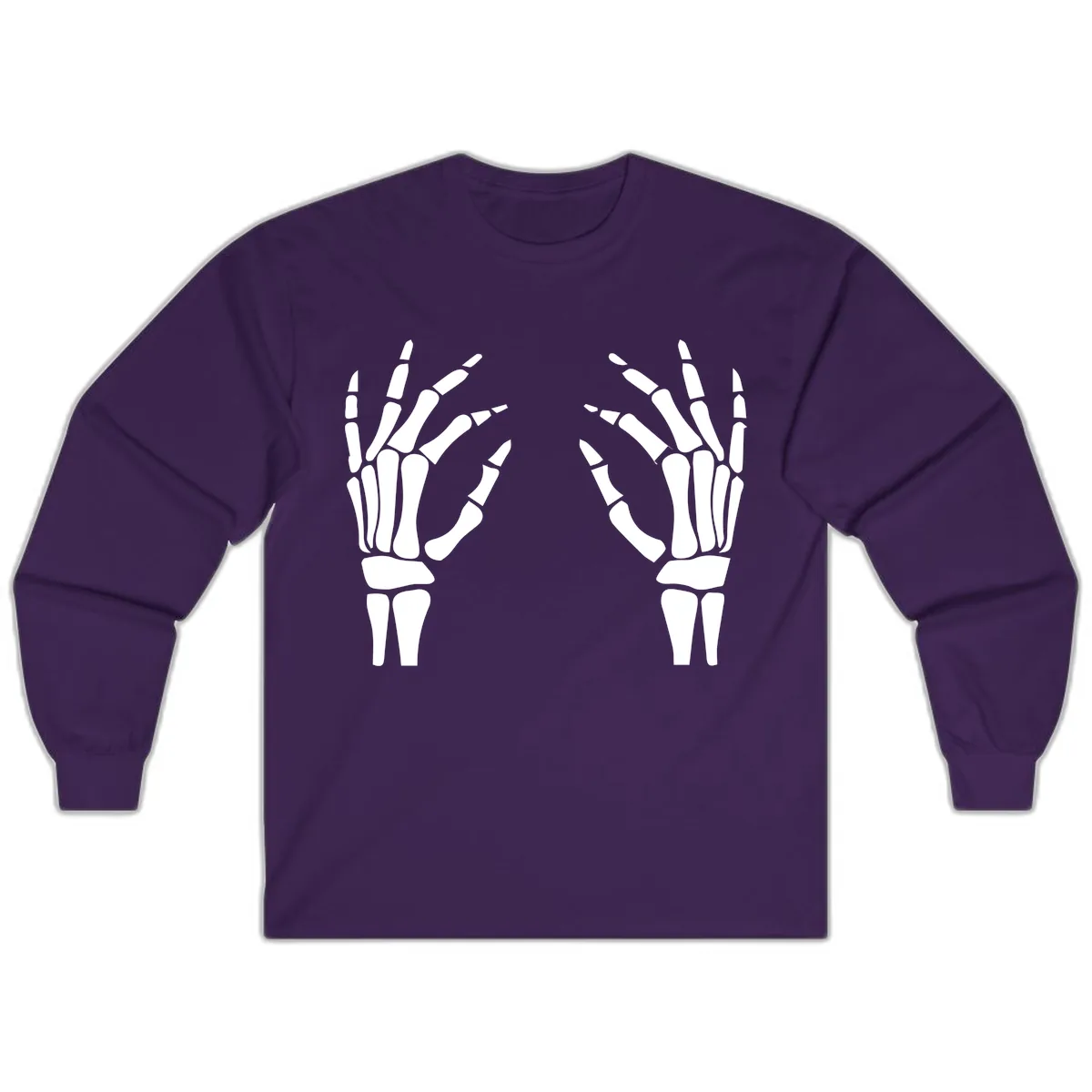 Pair Of Skeletal Hands Reaching Out Long Sleeve in Purple