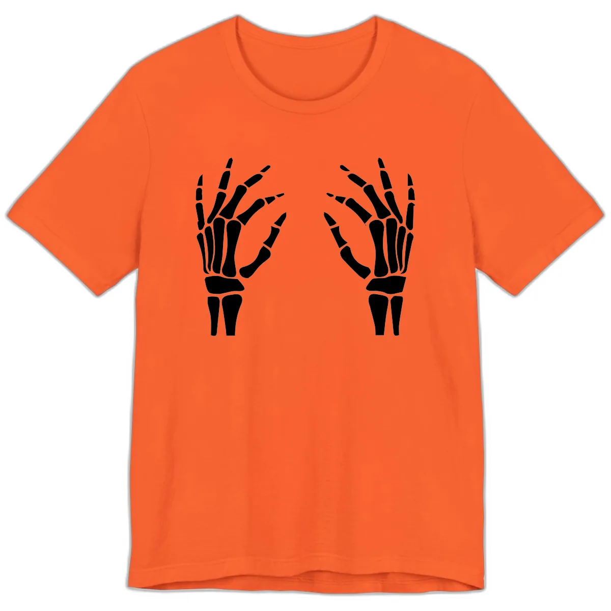 Pair Of Skeletal Hands Reaching Out Premium T-Shirt in Orange