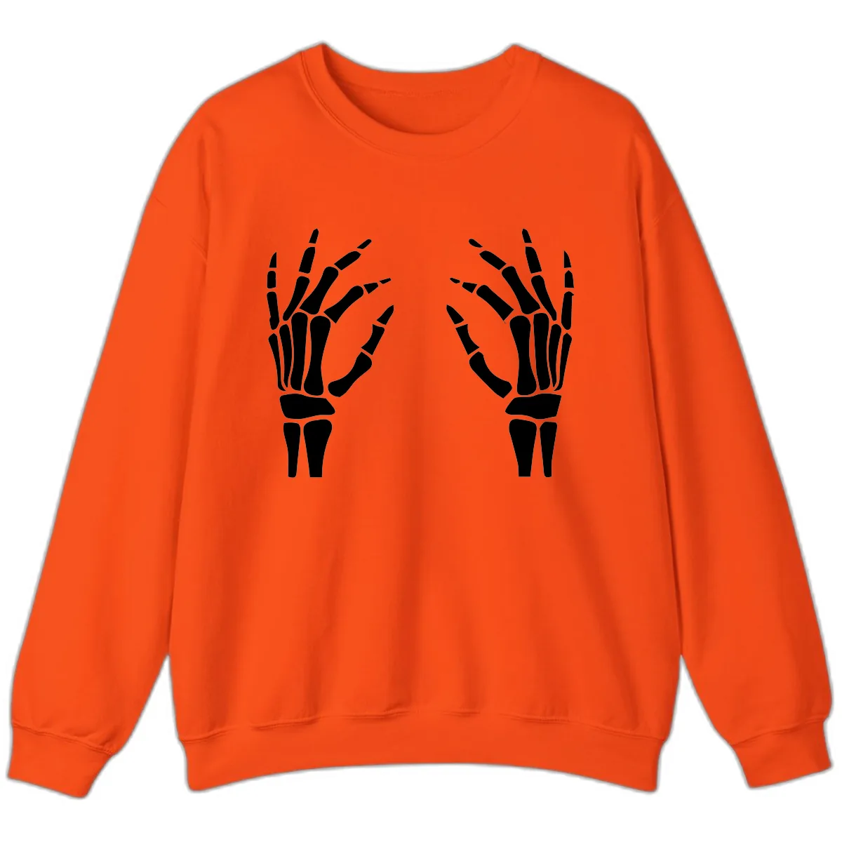 Pair Of Skeletal Hands Reaching Out Sweatshirt in Orange