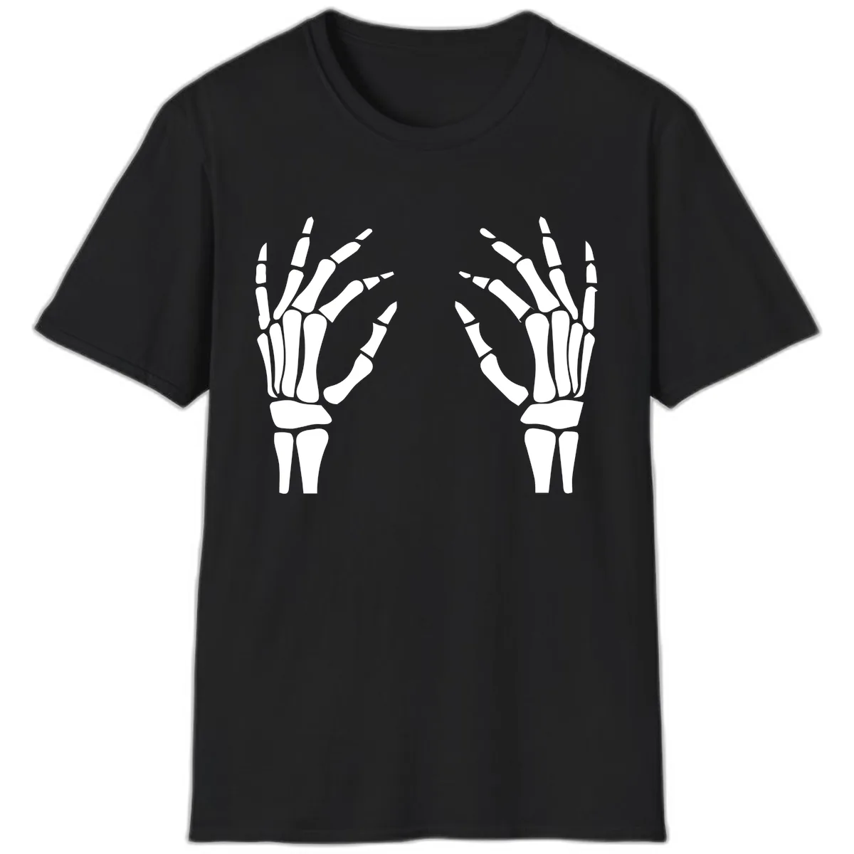 Pair Of Skeletal Hands Reaching Out T-Shirt in Black