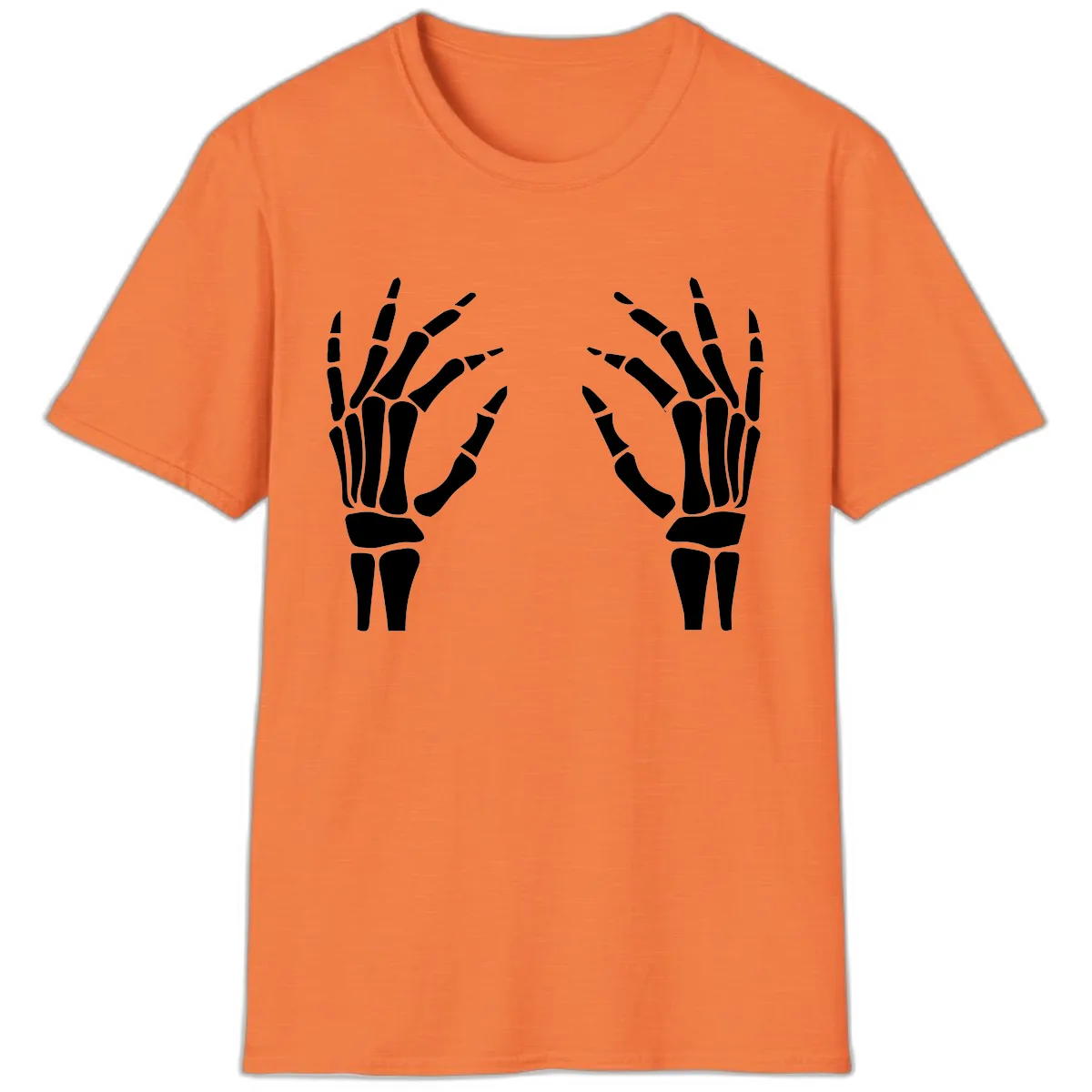 Pair Of Skeletal Hands Reaching Out T-Shirt in Heather Orange
