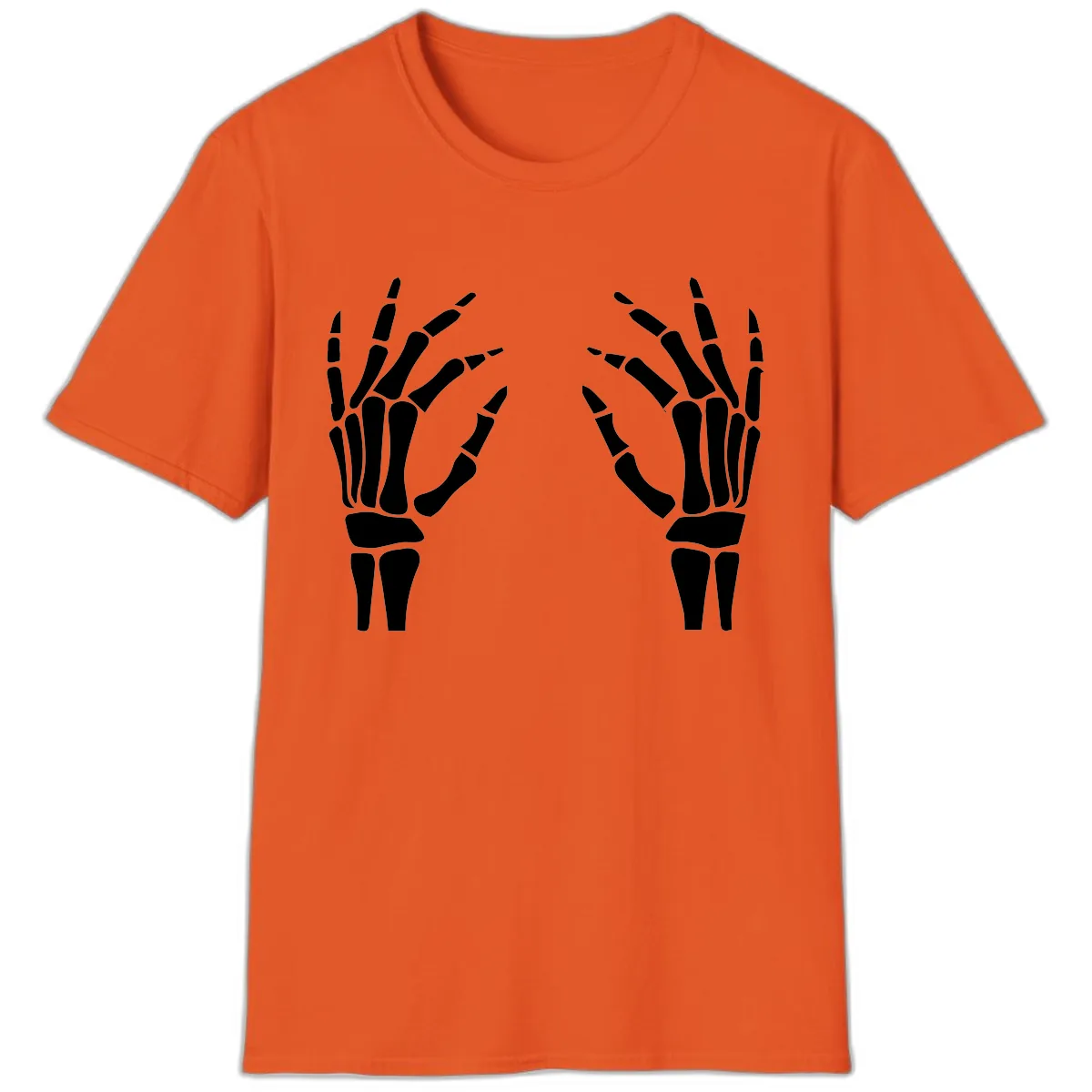 Pair Of Skeletal Hands Reaching Out T-Shirt in Orange