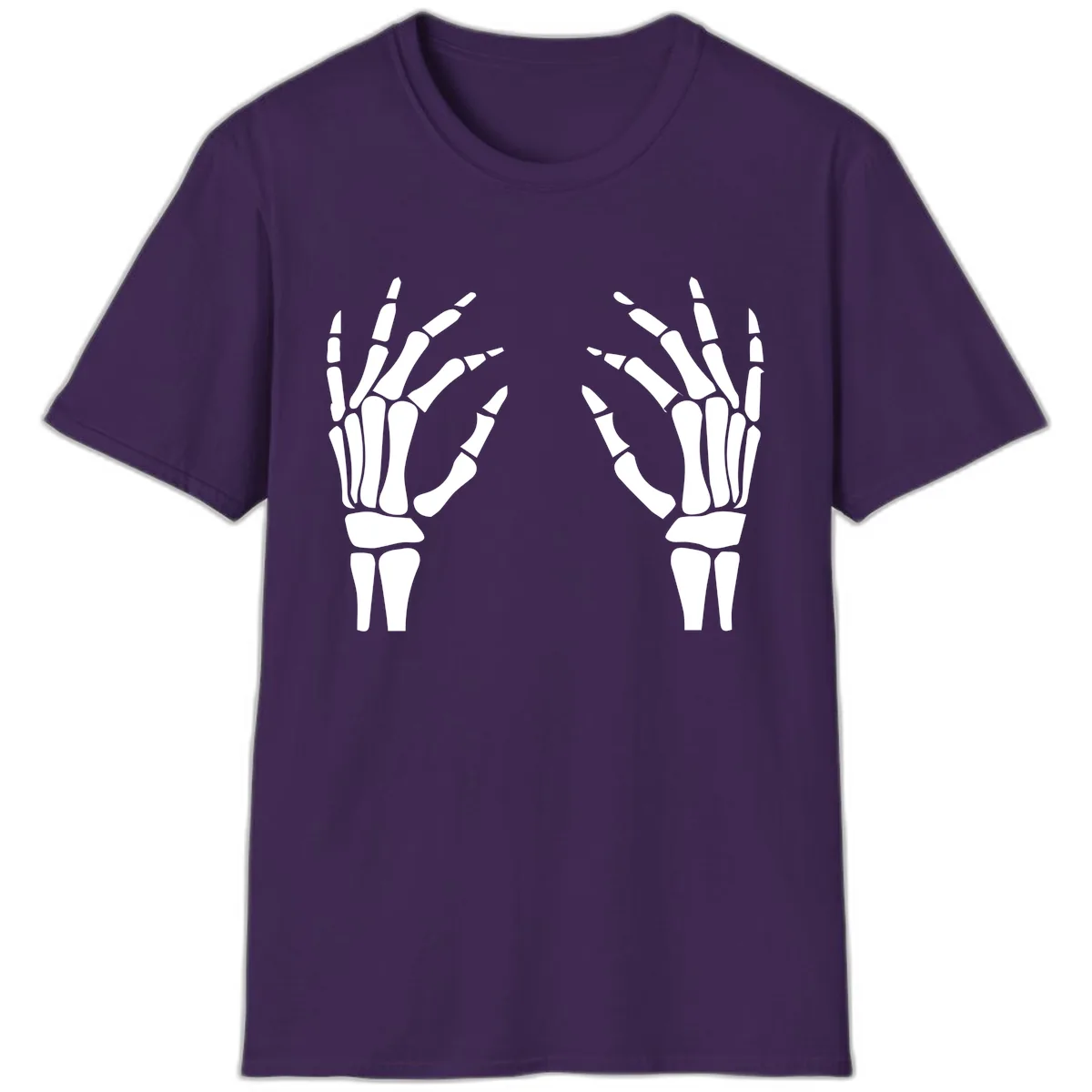 Pair Of Skeletal Hands Reaching Out T-Shirt in Purple