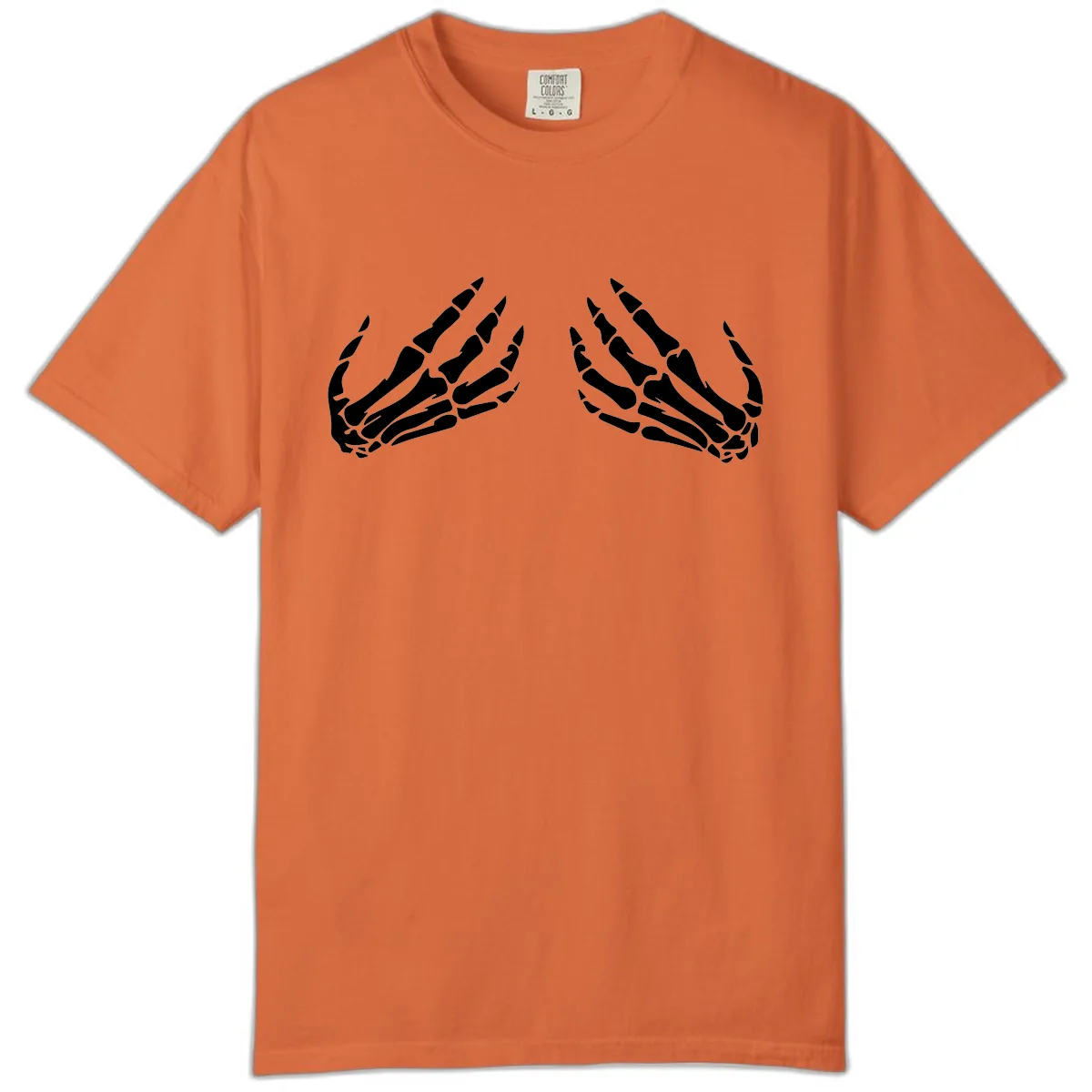 Pair of Skeletal Hands Reaching Upward Comfort Color in Burnt Orange