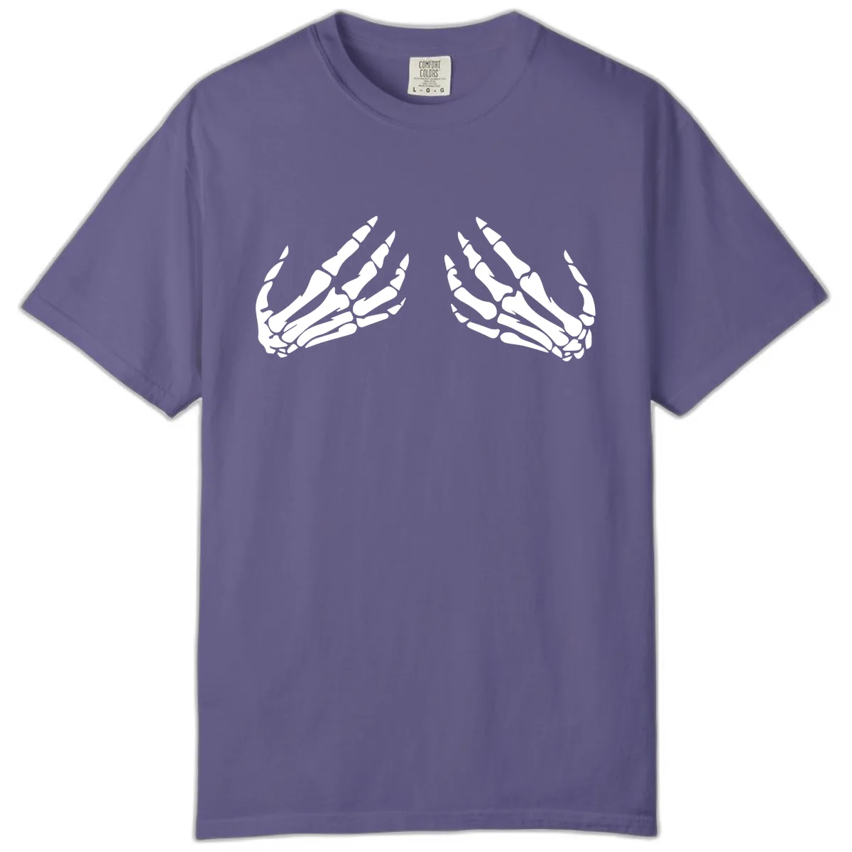 Pair of Skeletal Hands Reaching Upward Comfort Color in Grape