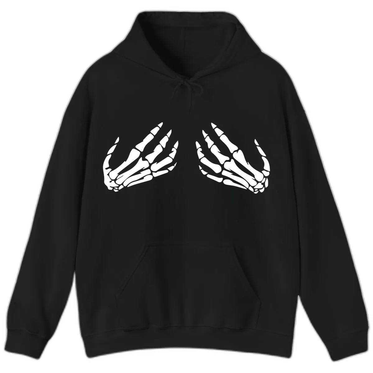 Pair of Skeletal Hands Reaching Upward Hoodie in Black
