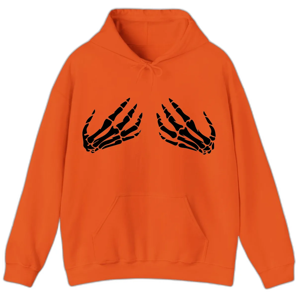 Pair of Skeletal Hands Reaching Upward Hoodie in Orange