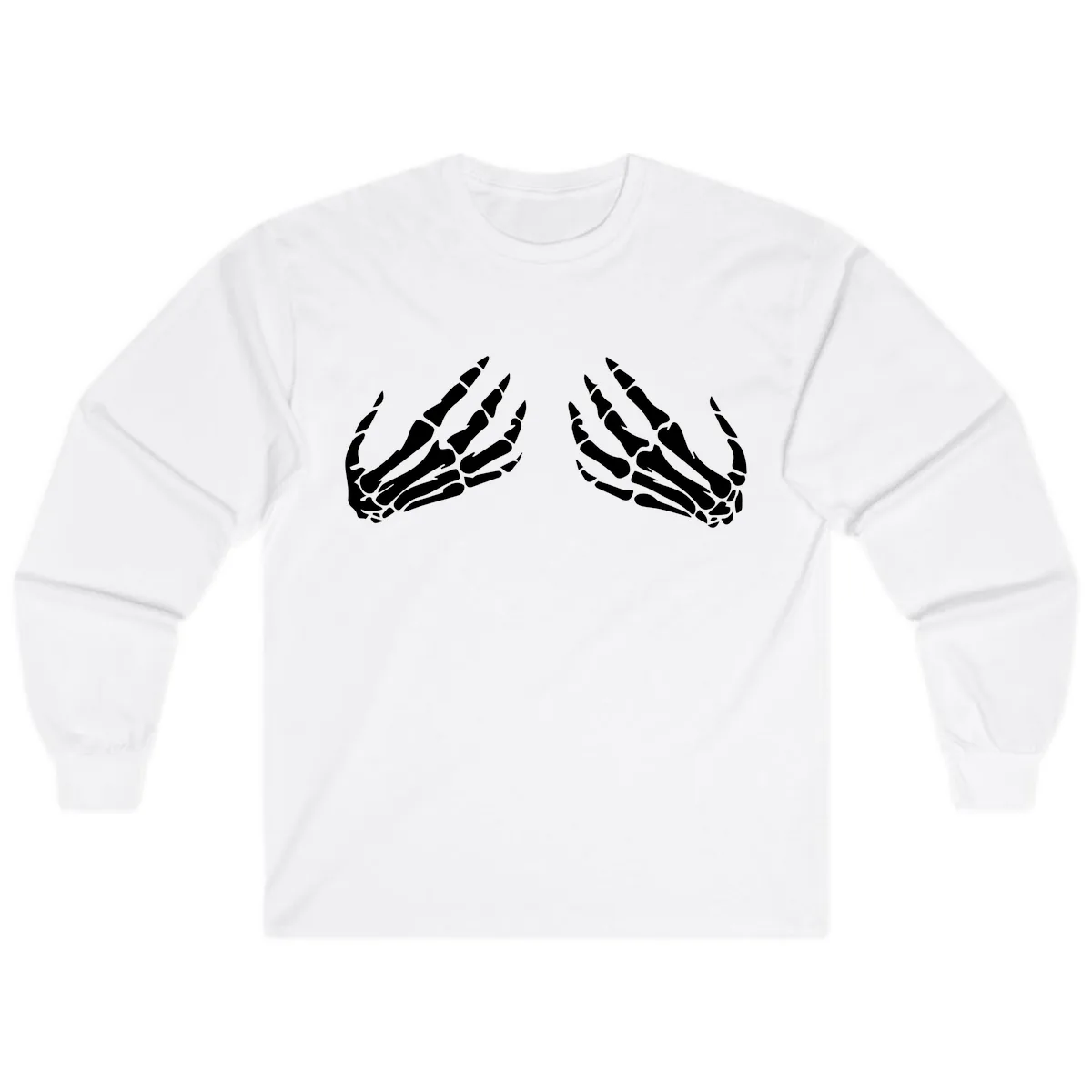 Pair of Skeletal Hands Reaching Upward Long Sleeve in White