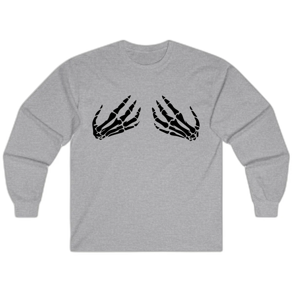 Pair of Skeletal Hands Reaching Upward Long Sleeve in Sport Grey