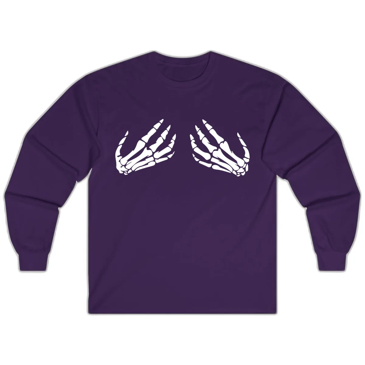 Pair of Skeletal Hands Reaching Upward Long Sleeve in Purple