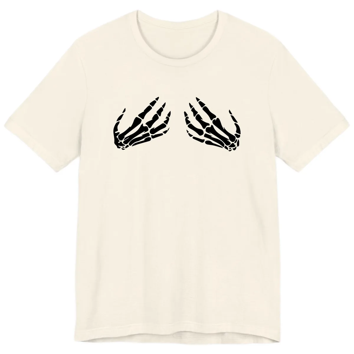 Pair of Skeletal Hands Reaching Upward Premium T-Shirt in Natural