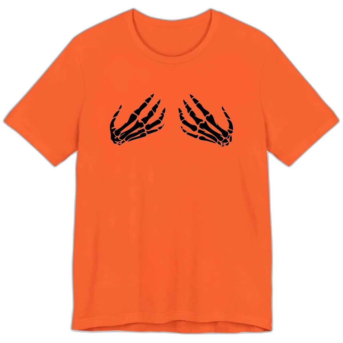 Pair of Skeletal Hands Reaching Upward Premium T-Shirt in Orange