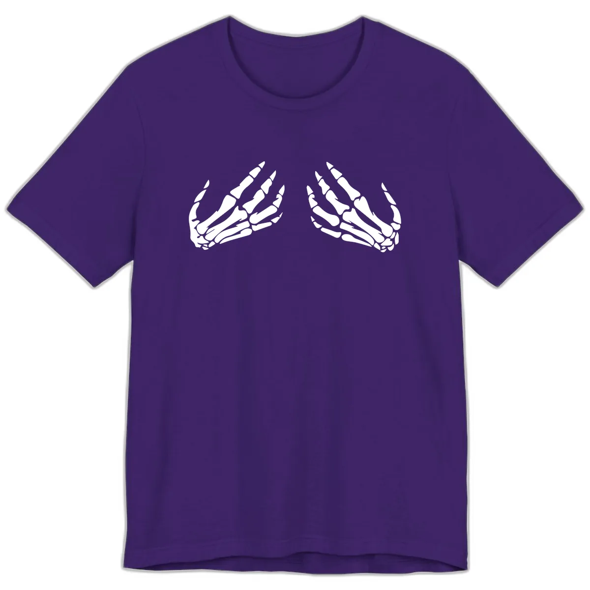 Pair of Skeletal Hands Reaching Upward Premium T-Shirt in Team Purple