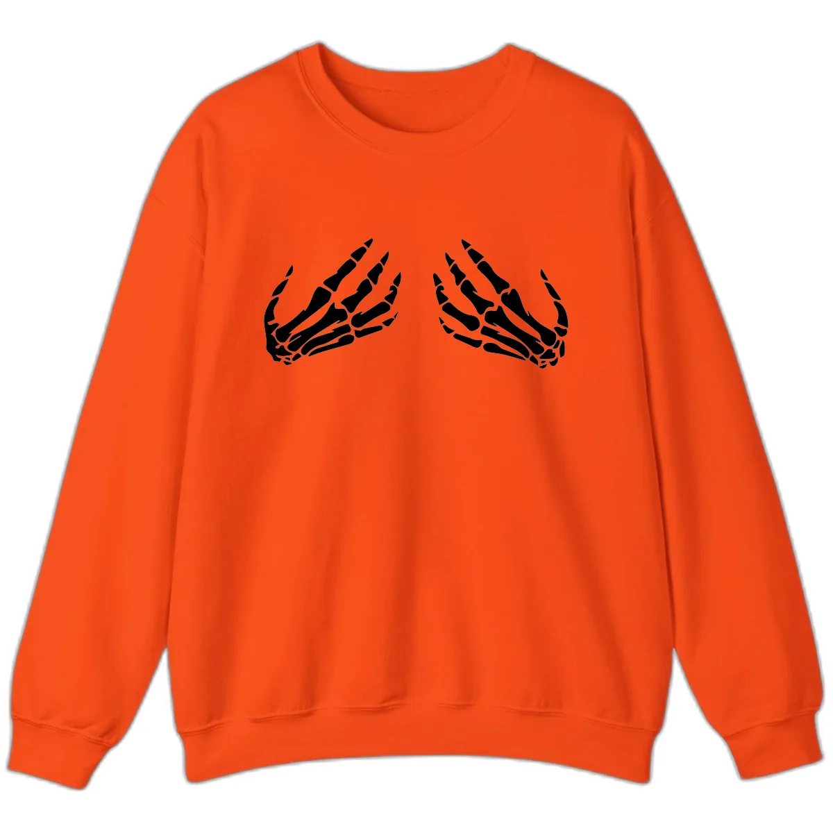 Pair of Skeletal Hands Reaching Upward Sweatshirt in Orange