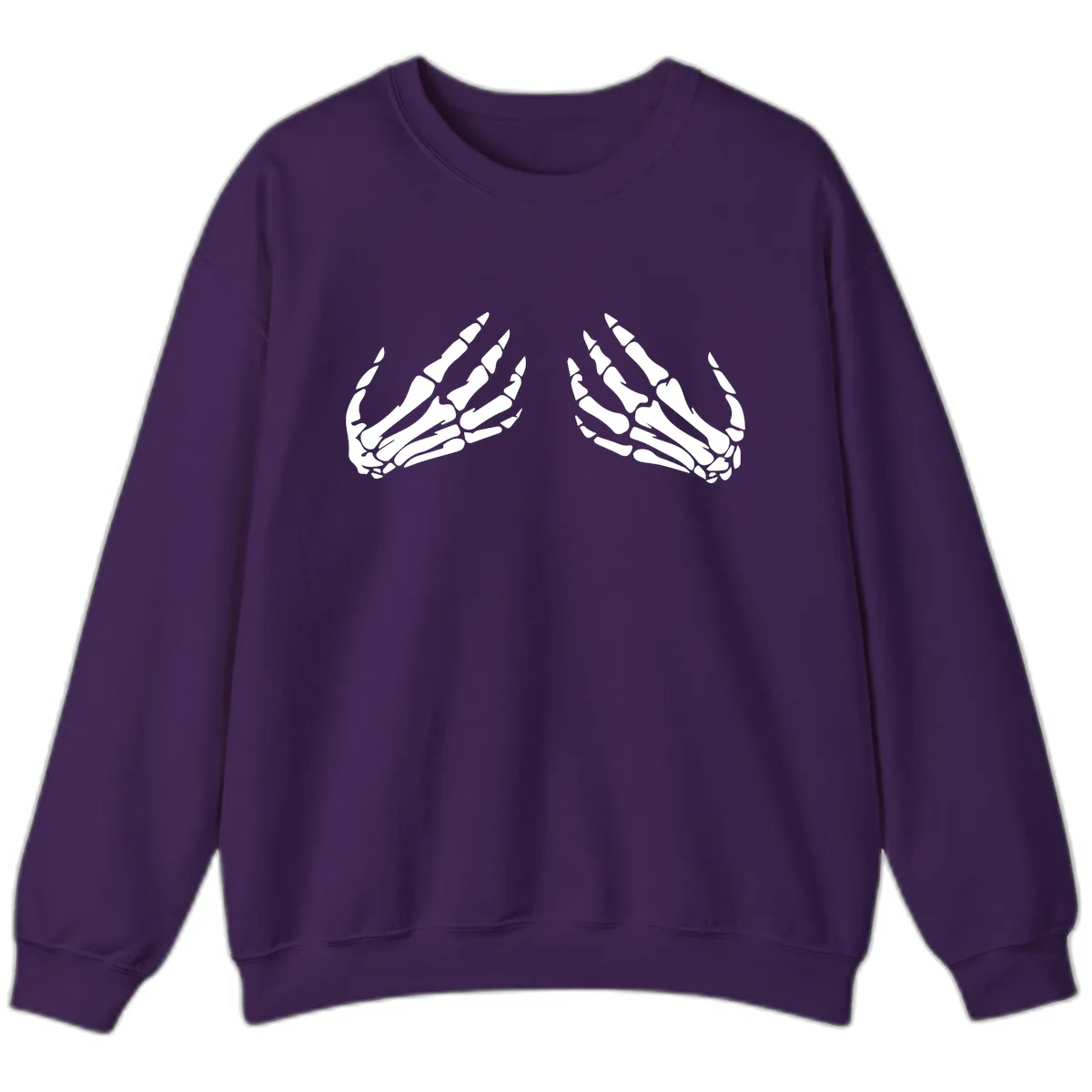 Pair of Skeletal Hands Reaching Upward Sweatshirt in Purple
