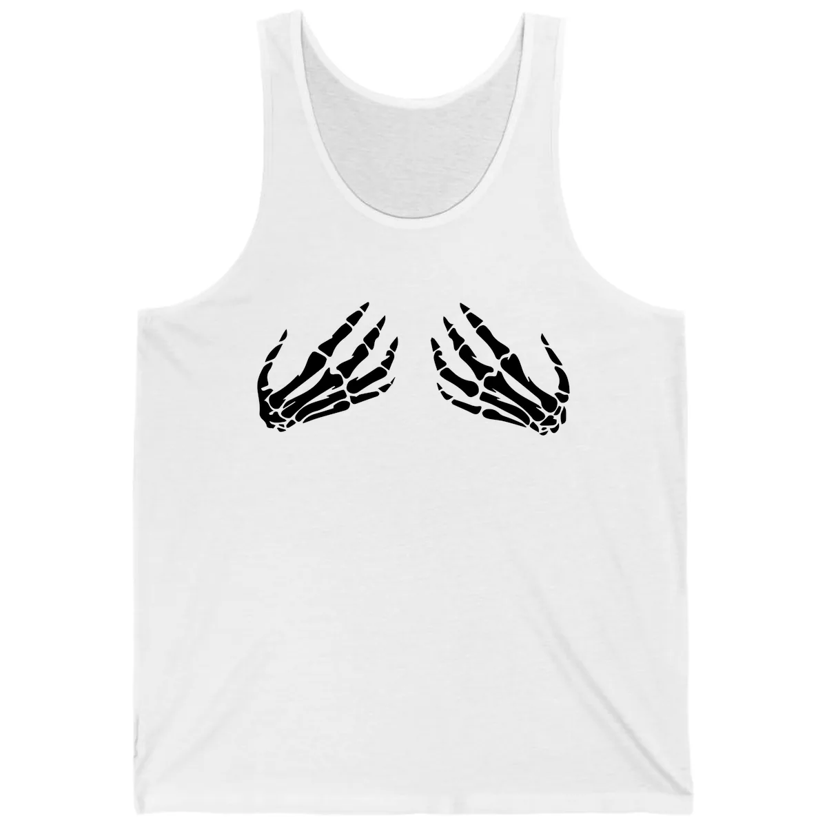 Pair of Skeletal Hands Reaching Upward Tank in White
