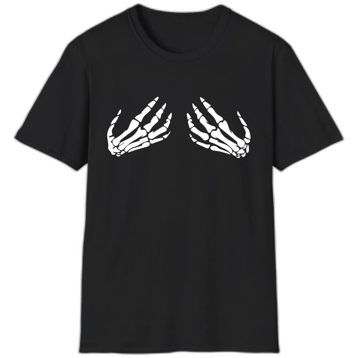 Pair of Skeletal Hands Reaching Upward T-Shirt in Black