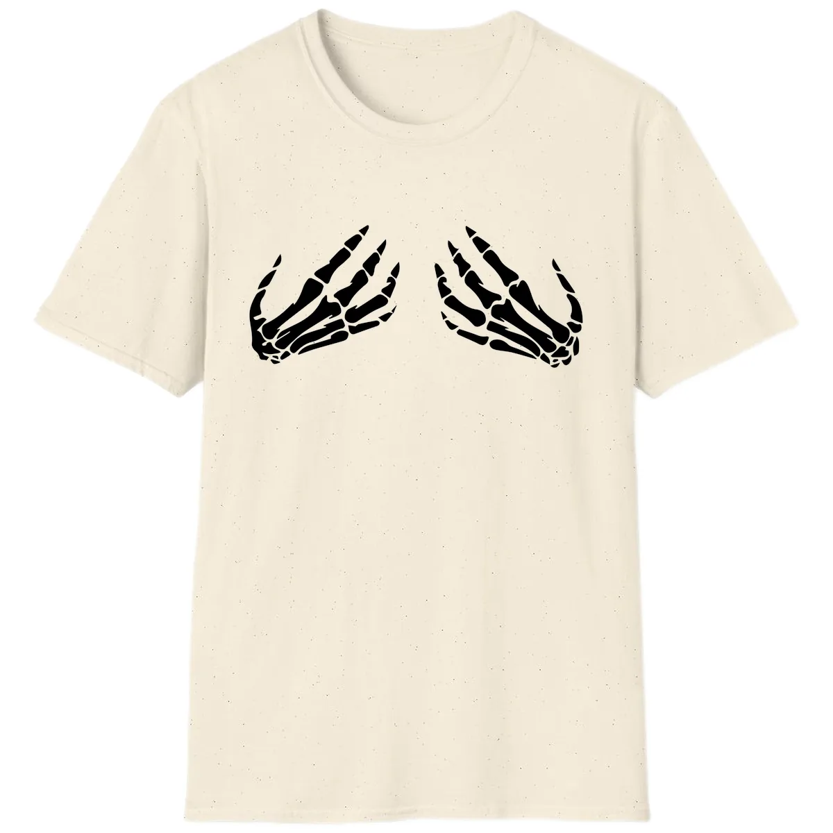 Pair of Skeletal Hands Reaching Upward T-Shirt in Natural