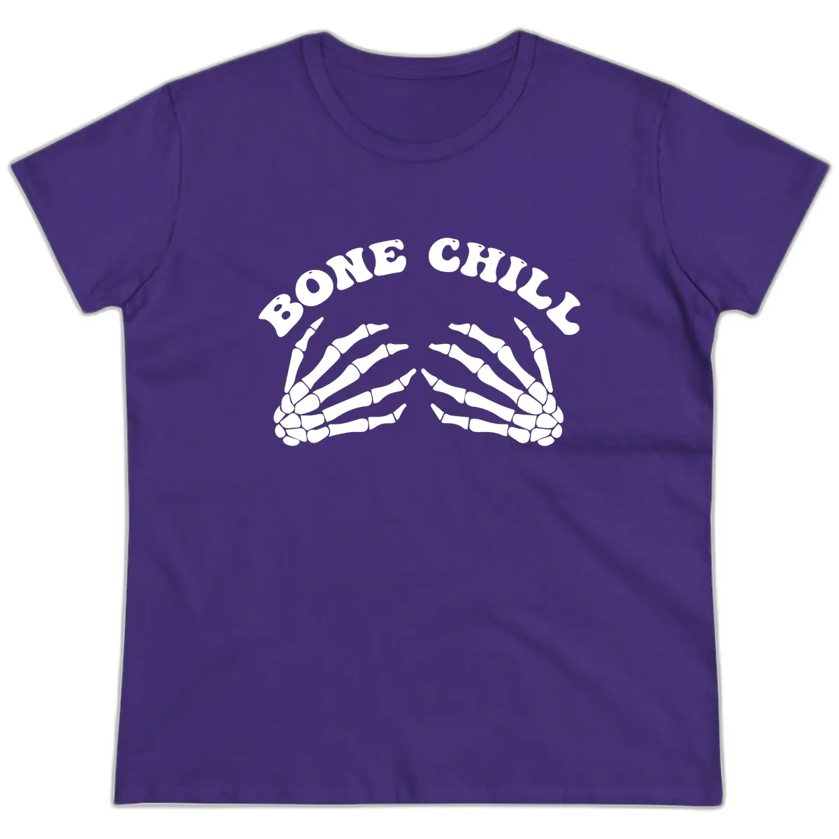 Bone Chill Skeleton Hands Arch Graphic Ladies Tee in Purple