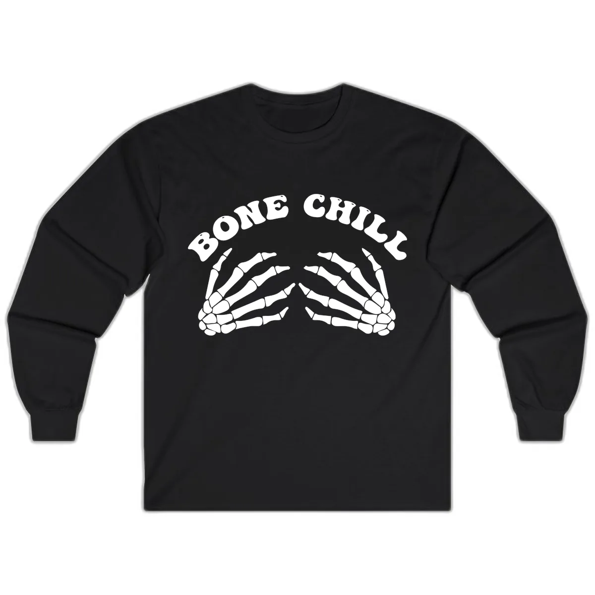 Bone Chill Skeleton Hands Arch Graphic Long Sleeve in Black