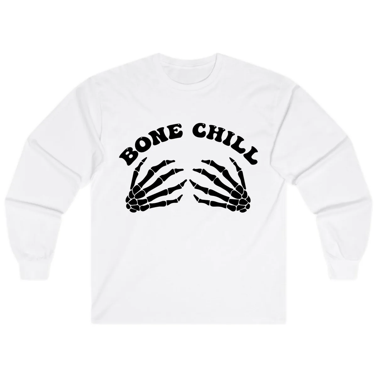 Bone Chill Skeleton Hands Arch Graphic Long Sleeve in White