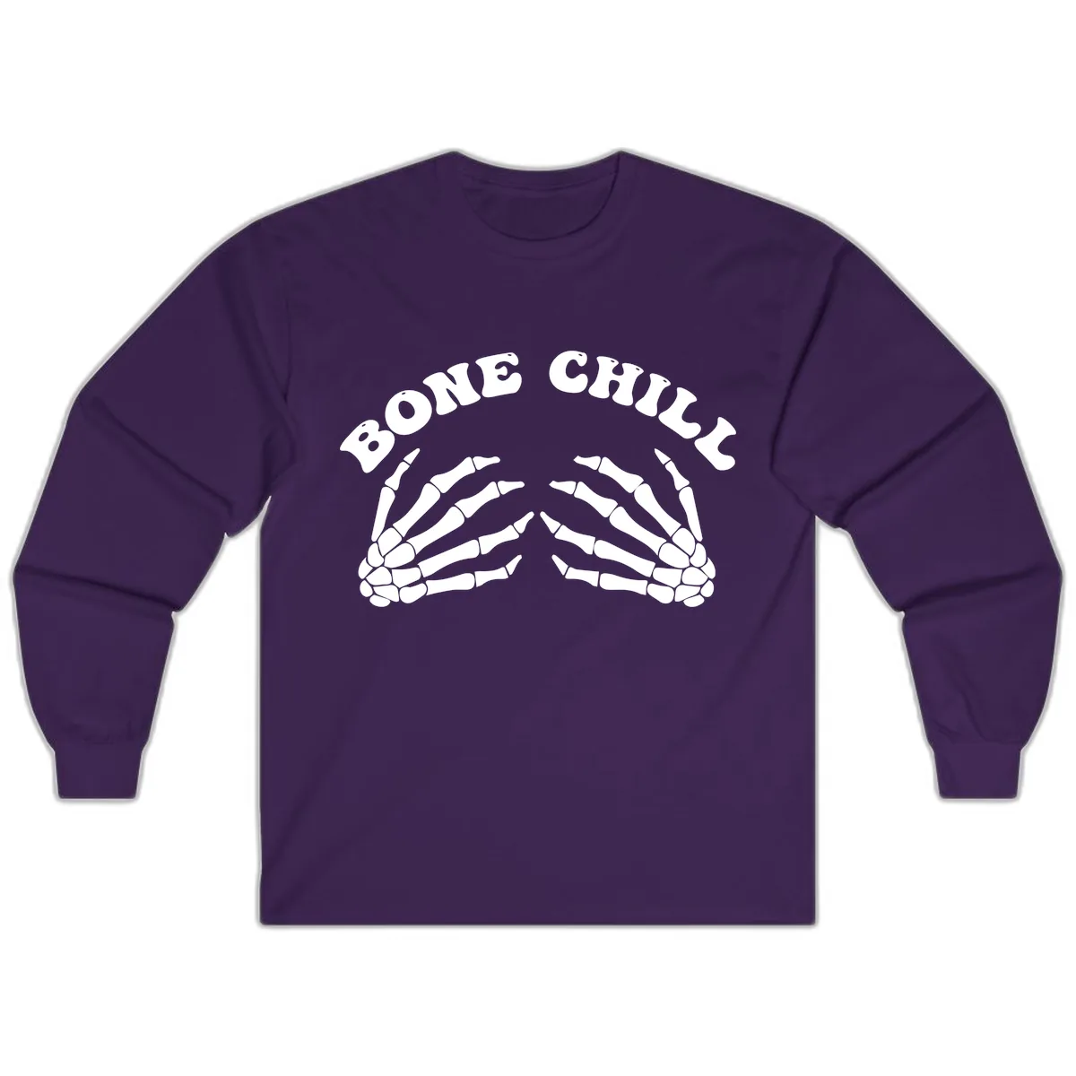 Bone Chill Skeleton Hands Arch Graphic Long Sleeve in Purple