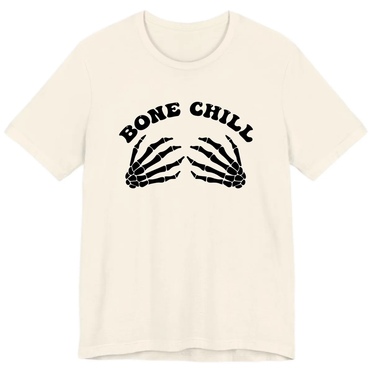 Bone Chill Skeleton Hands Arch Graphic Premium T-Shirt in Natural
