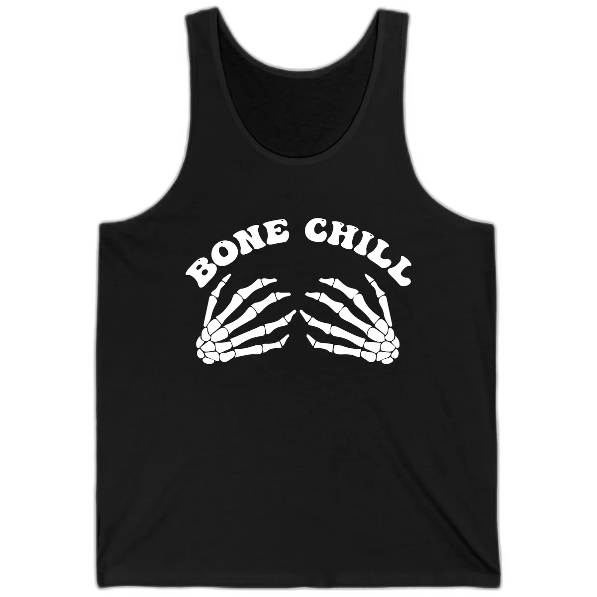 Bone Chill Skeleton Hands Arch Graphic Tank in Black
