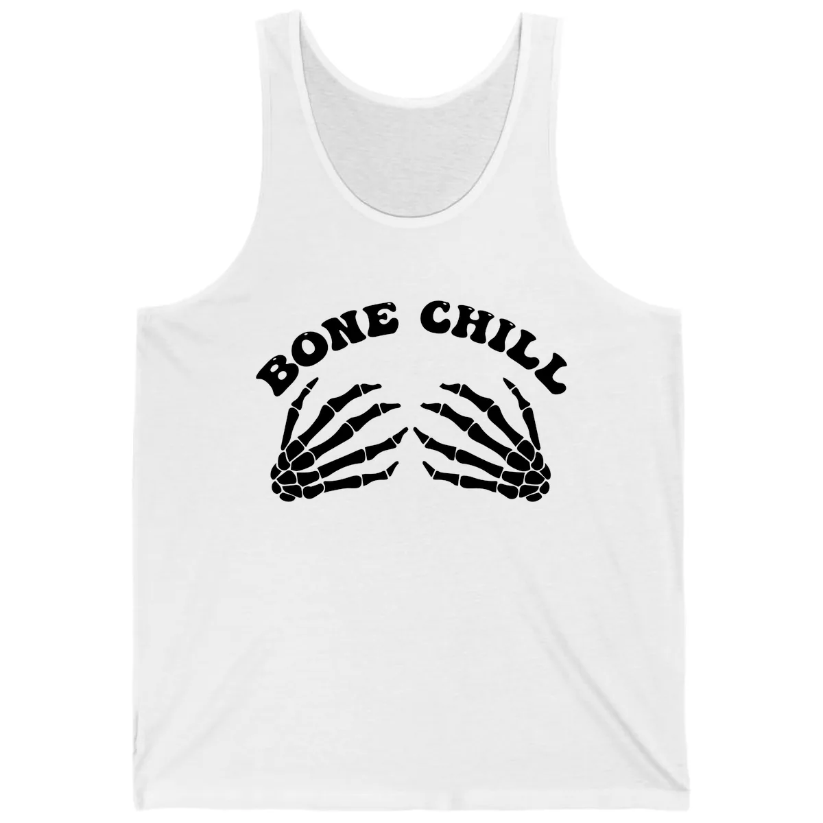 Bone Chill Skeleton Hands Arch Graphic Tank in White