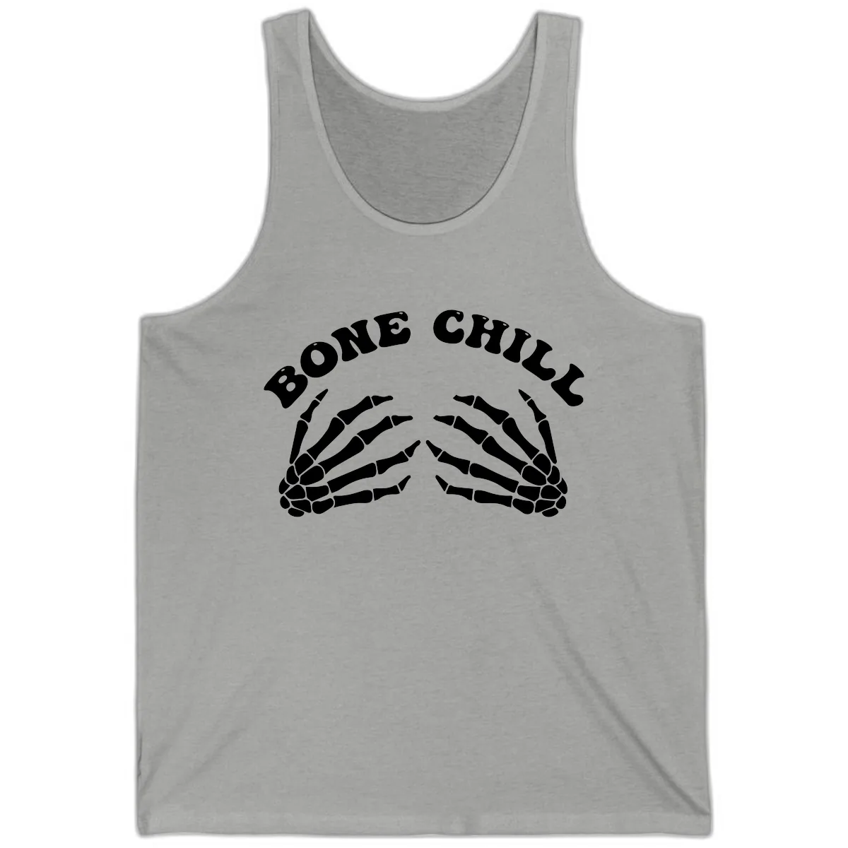 Bone Chill Skeleton Hands Arch Graphic Tank in Athletic Heather